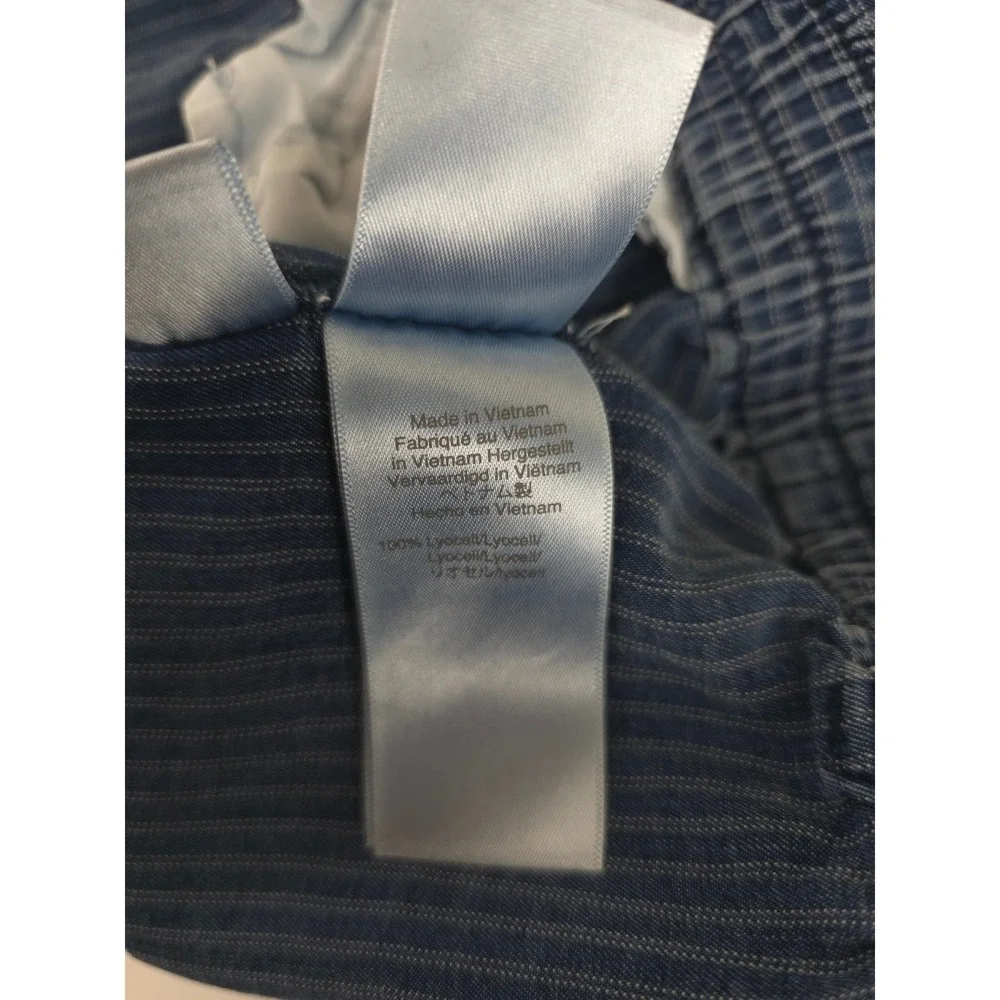 J Crew 2.5 Inseam Mid Rise Striped Drawstring Lyocell Soft Blue Shorts Womens XS